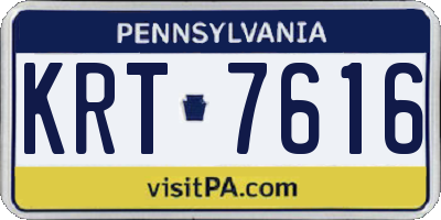PA license plate KRT7616