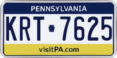 PA license plate KRT7625