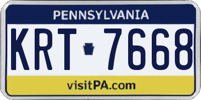 PA license plate KRT7668