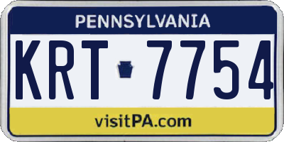 PA license plate KRT7754