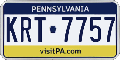 PA license plate KRT7757