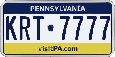 PA license plate KRT7777