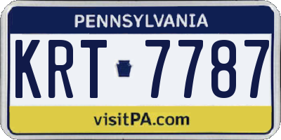 PA license plate KRT7787