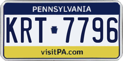 PA license plate KRT7796