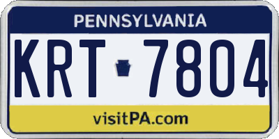 PA license plate KRT7804