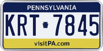 PA license plate KRT7845