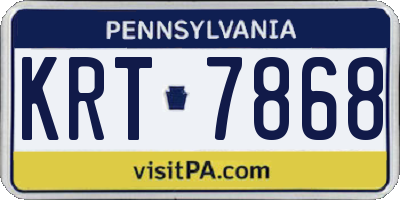 PA license plate KRT7868