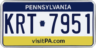 PA license plate KRT7951