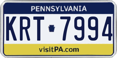 PA license plate KRT7994