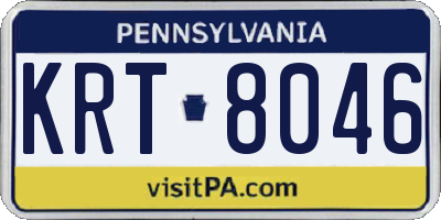 PA license plate KRT8046