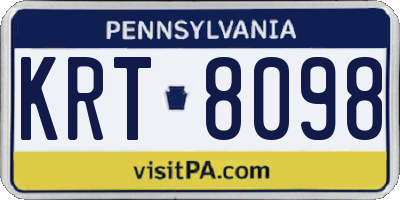 PA license plate KRT8098