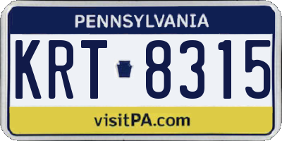 PA license plate KRT8315