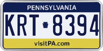 PA license plate KRT8394