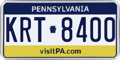 PA license plate KRT8400