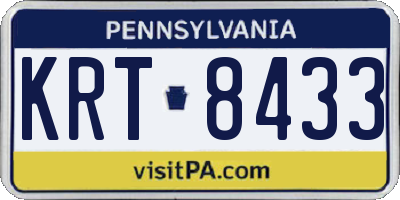 PA license plate KRT8433