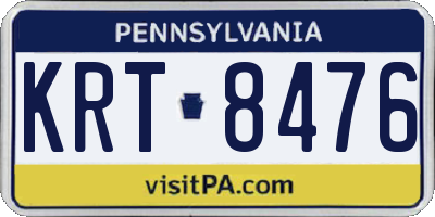 PA license plate KRT8476