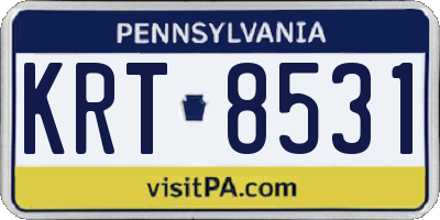 PA license plate KRT8531
