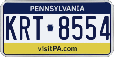 PA license plate KRT8554
