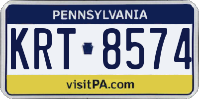 PA license plate KRT8574