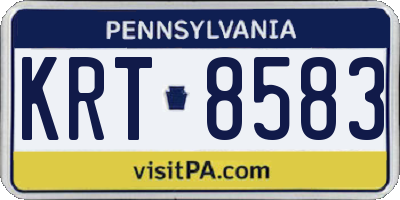 PA license plate KRT8583