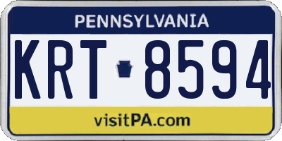 PA license plate KRT8594