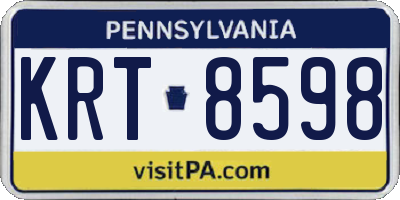PA license plate KRT8598