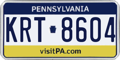 PA license plate KRT8604