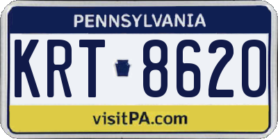 PA license plate KRT8620