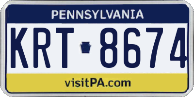 PA license plate KRT8674