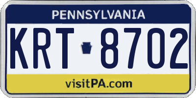 PA license plate KRT8702