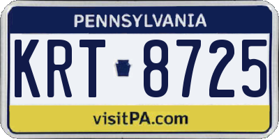 PA license plate KRT8725