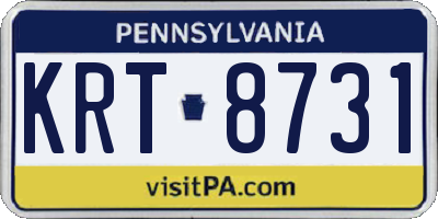 PA license plate KRT8731