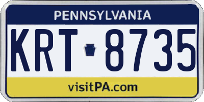 PA license plate KRT8735