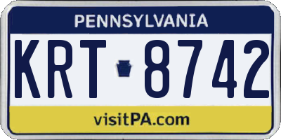 PA license plate KRT8742