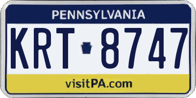 PA license plate KRT8747