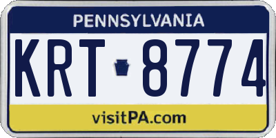PA license plate KRT8774