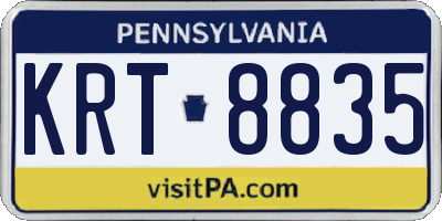 PA license plate KRT8835
