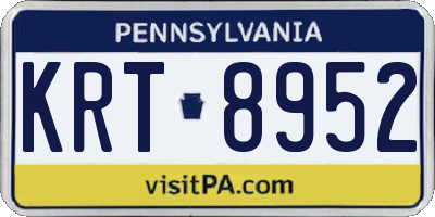 PA license plate KRT8952