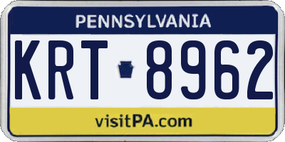 PA license plate KRT8962