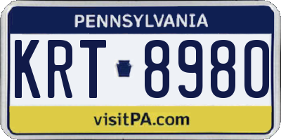 PA license plate KRT8980
