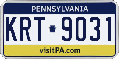 PA license plate KRT9031