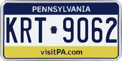 PA license plate KRT9062