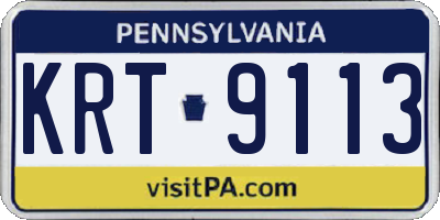 PA license plate KRT9113