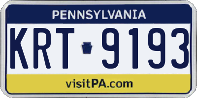 PA license plate KRT9193