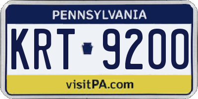 PA license plate KRT9200