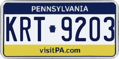 PA license plate KRT9203
