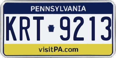 PA license plate KRT9213