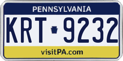PA license plate KRT9232