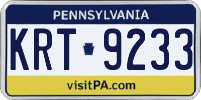 PA license plate KRT9233