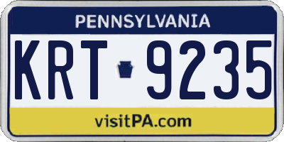 PA license plate KRT9235